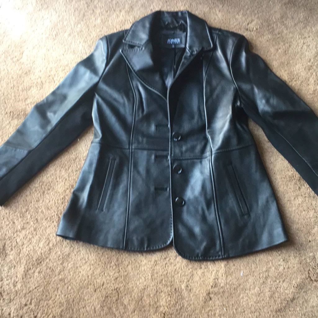 Jones New York Size Large New Leather Black Jacket
